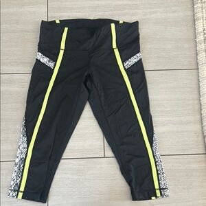 Athleta Black and Yellow swim capri’s with Neon Accents
